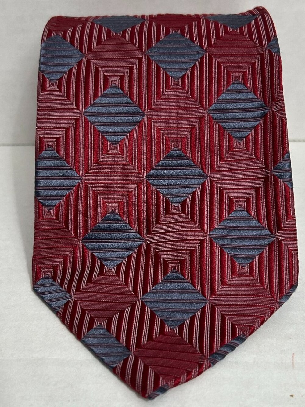 Gianfranco Ferre 100% Silk Men's Neck Tie Red Blue Geometric Made in Italy
